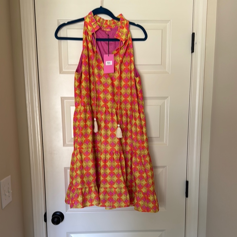 THML Pink and Yellow Geometric Dress